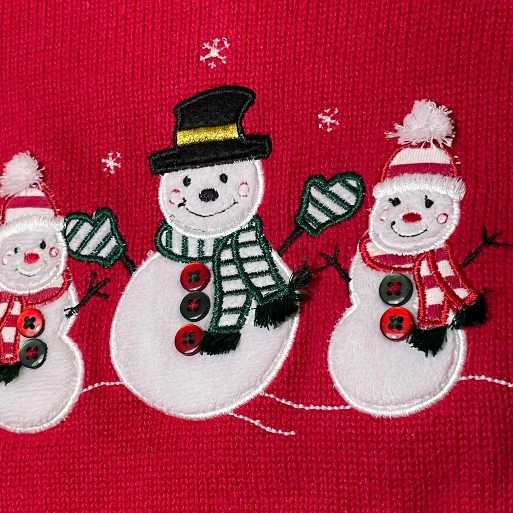 MiniWear Infant Boys 12 Month CHRISTMAS‎ RED SWEATER Vest W/Snowman Patch Cotton